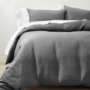 Full/Queen Hemp Duvet & Sham Set Dark Gray - Casaluna